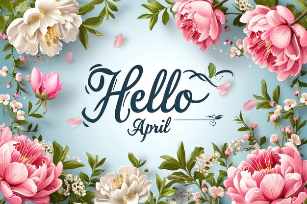 Texto Hello April em fundo sazonal IA generativa