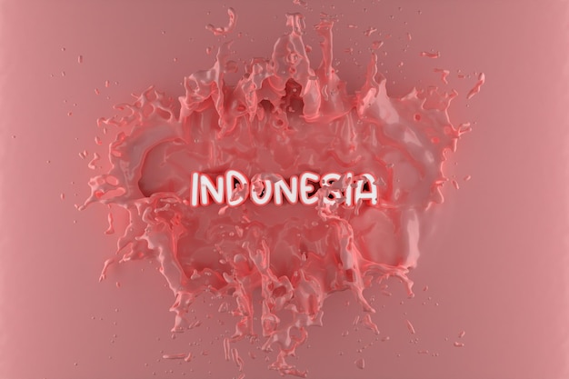 texto indonesia Ilustración 3d de salpicaduras de gotas de crema líquida rosa. elemento de diseño rosa