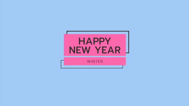 Texto de introducción Feliz año nuevo sobre fondo azul de moda y minimalismo con marco