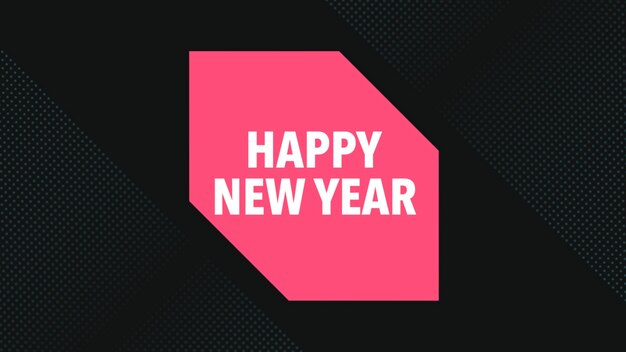 Texto de introducción Feliz año nuevo sobre fondo rojo de moda y minimalismo con forma. Ilustración 3d elegante y de lujo para negocios y plantillas corporativas