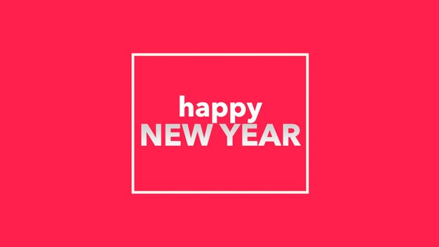 Texto de introducción Feliz año nuevo sobre fondo rojo de moda y minimalismo con líneas. Ilustración 3d elegante y de lujo para negocios y plantillas corporativas