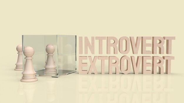 El texto introvertido y extravertido para la representación 3d de fondo.