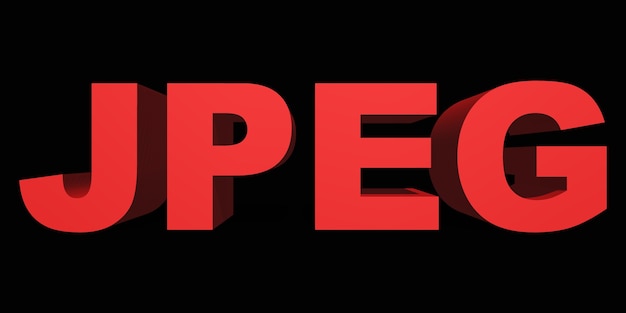 Texto JPEG vermelho 3D em fundo preto