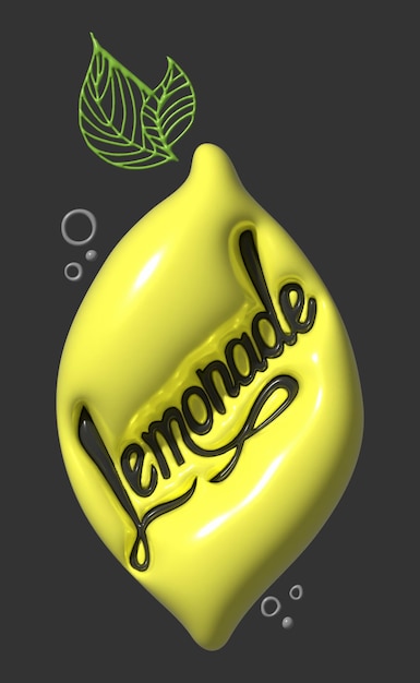 Texto lemonade estilizado como um limão maduro design elegante para um rótulo de marca ou anúncio