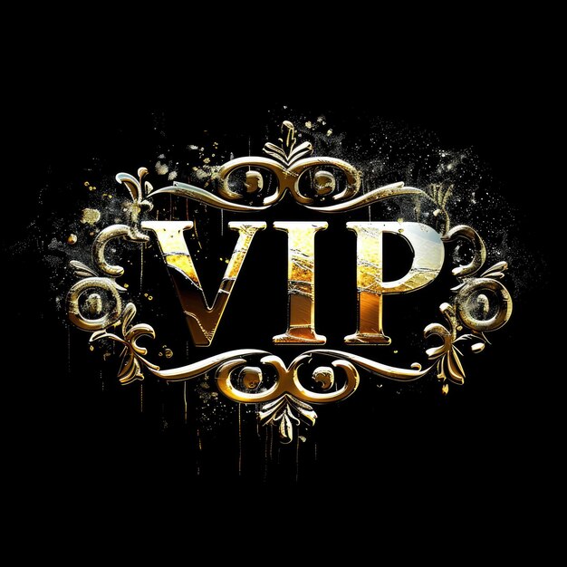 El texto del logotipo VIP VIP es una mezcla sofisticada en la tarjeta de negocios, el estandarte y el fondo encapsulan la exclusividad y el lujo para una identidad corporativa de élite y distinguida.