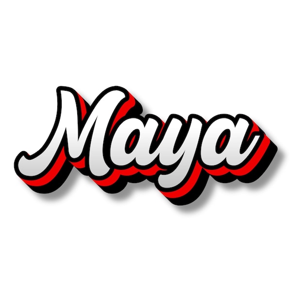 Texto Maya 3D Plata Rojo Negro Blanco Fondo Foto JPG