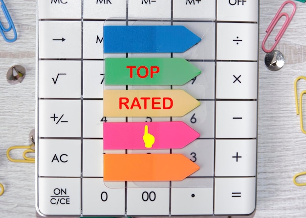 El texto mejor calificado está escrito en las pegatinas que están en la calculadora