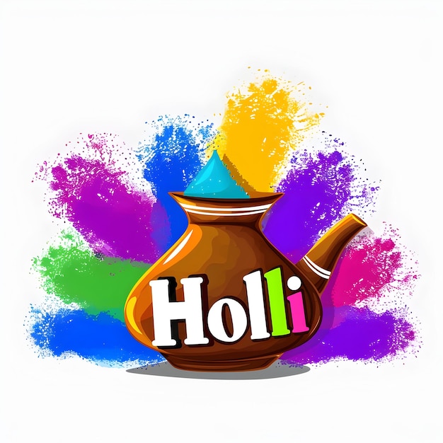Texto multicolor de Feliz Holi para la celebración del festival