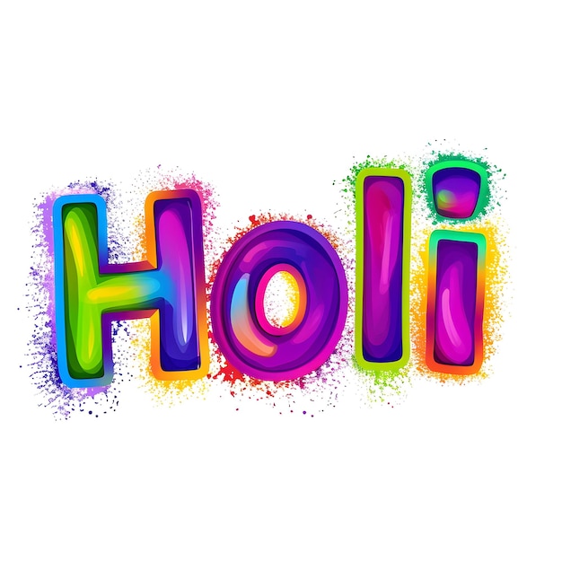 Texto multicolorado de Feliz Holi para celebração e design do festival de Holi