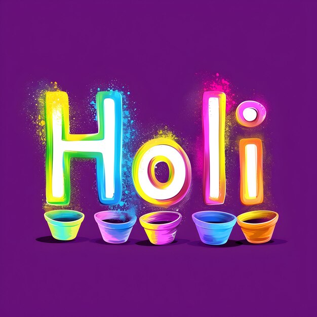 Texto multicolorado de Feliz Holi para celebração e design do festival de Holi