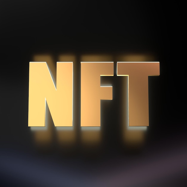 Texto NFT representado en 3D 3D Render