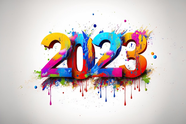 Foto texto de pintura 2023 para año nuevo