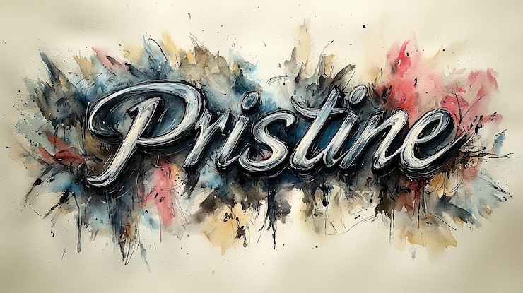 Foto texto prístino con salpicaduras artísticas de acuarela y colores vibrantes