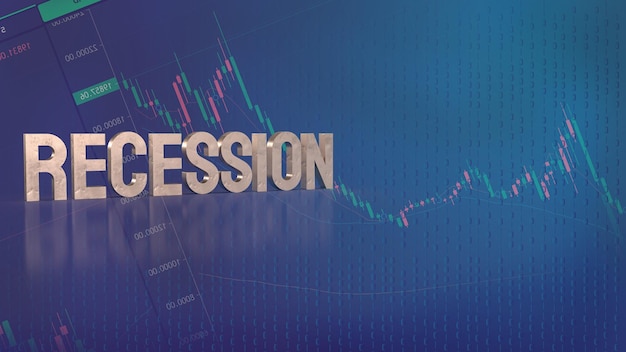 El texto de la recesión en el gráfico para la representación 3d del concepto de negocio