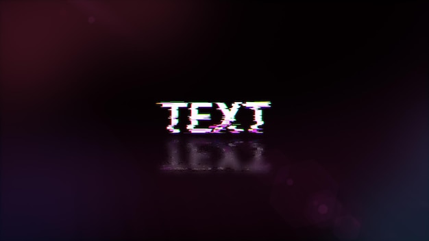 Texto de representación 3D con efectos de pantalla de fallas tecnológicas