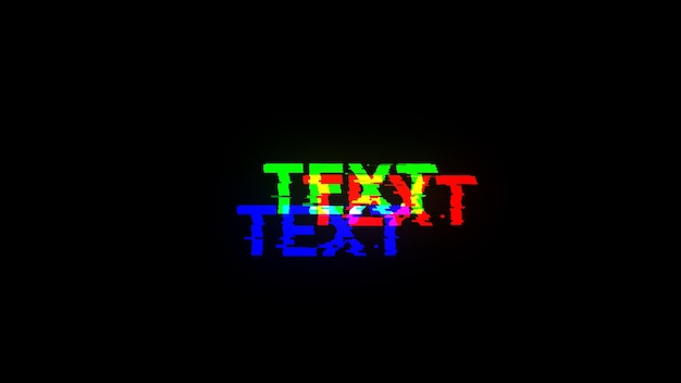 Texto de representación 3D con efectos de pantalla de fallas tecnológicas