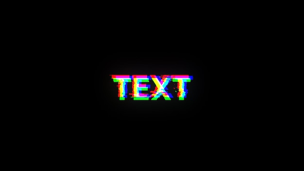 Texto de representación 3D con efectos de pantalla de fallas tecnológicas