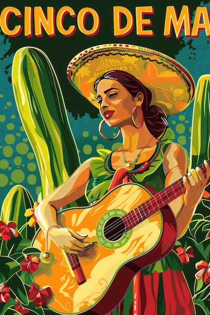 El texto de la tarjeta postal de Cinco de Mayo CINCO DE MAYO estilo vectorial ar 23 estilo raw estilizar 250 ID de trabajo 4425f42b6f1b48ad90d0ce15c7f7de06