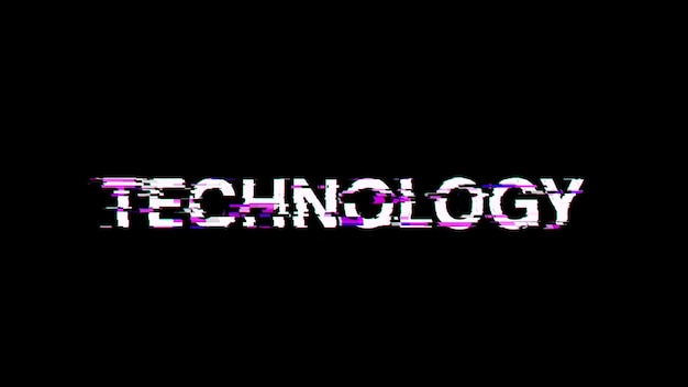 Texto de tecnología de renderización 3D con efectos de pantalla de fallas tecnológicas