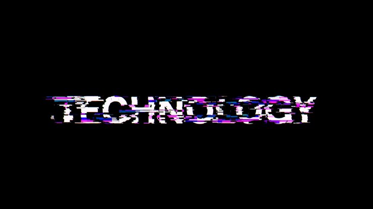 Foto texto de tecnología de renderización 3d con efectos de pantalla de fallas tecnológicas