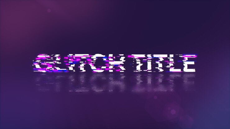 Foto texto de título de fallo de renderización 3d con efectos de pantalla de fallos tecnológicos