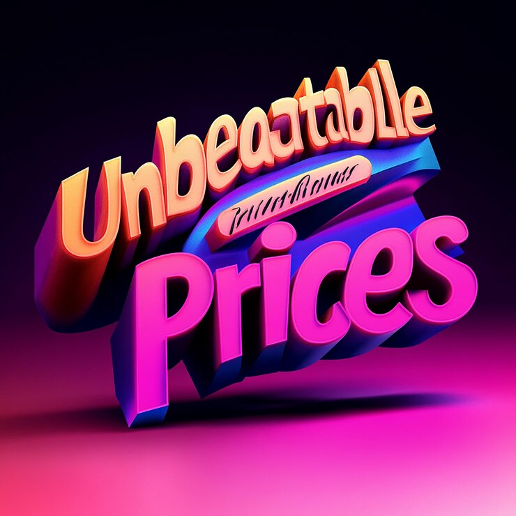 Foto texto tridimensional precios inmejorables contra un fondo rosado