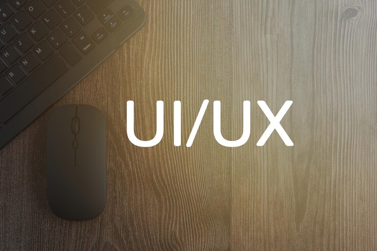 Foto texto de ui ux en el escritorio de la oficina plano