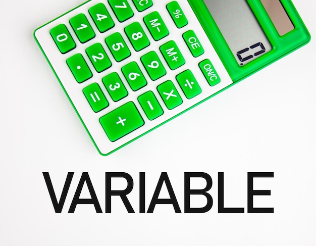 Texto variable junto a la calculadora Concepto de negocio financiero