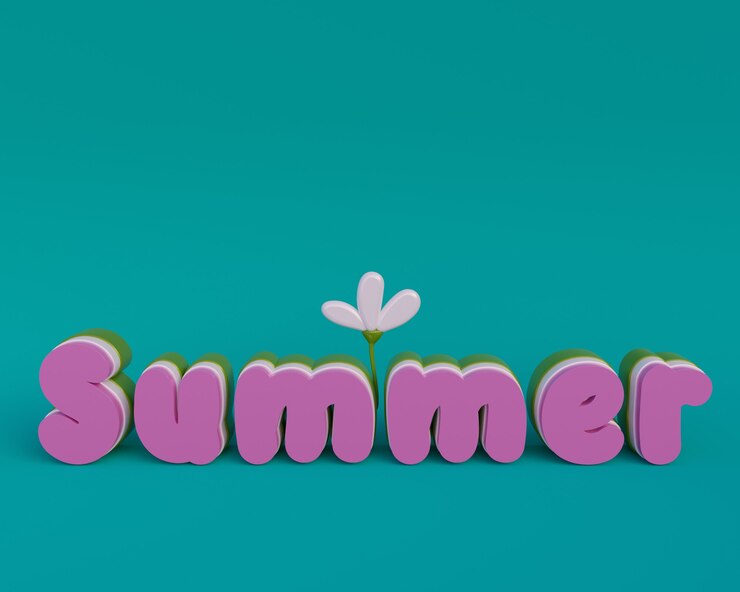 Foto texto de verano, redacción en 3d