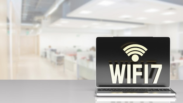 El texto wi fi 7 para el concepto de tecnología de renderización 3D