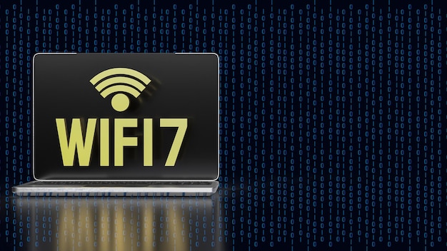 El texto wi fi 7 para el concepto de tecnología de renderización 3D