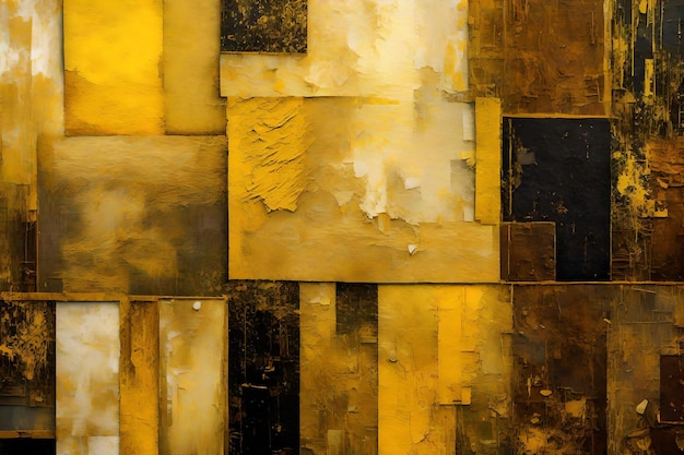 Textur abstrakte Kunst alte Malerei Flecken in rechteckiger Form in gelben Farbkombinationen