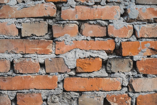 Textur der alten rissigen und zerstörten roten Backsteinmauer
