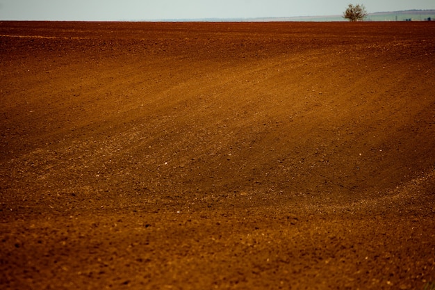 Textur des braunen landwirtschaftlichen Bodens. Bodentextur Hintergrund.