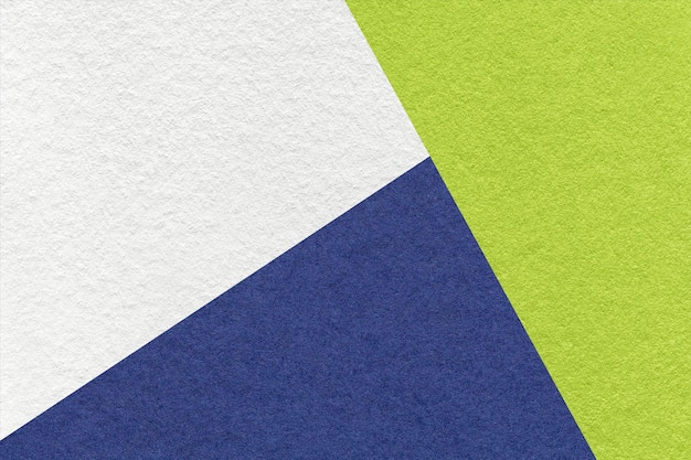 Textur des Handwerks Weißgrün und Marineblau Farbton Papierhintergrund Makro Struktur des abstrakten Vintage-Kartons