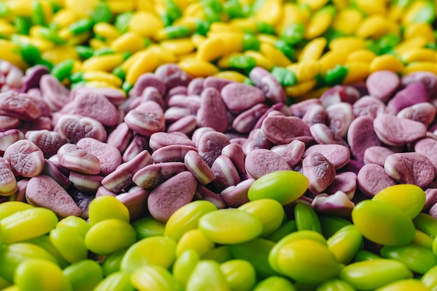 Foto textur des kauens von gelee-marmelade-bonbons in der nähe