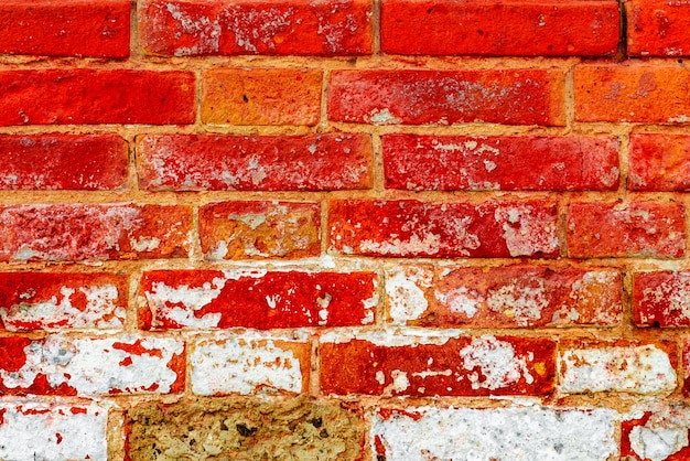 Textur einer Backsteinmauer mit Rissen und Kratzern, die als Hintergrund verwendet werden können