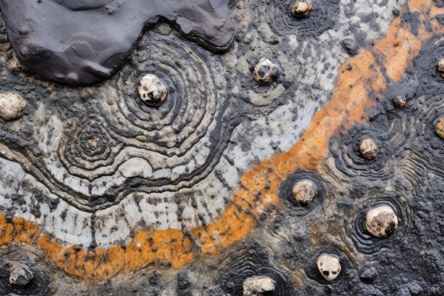 Foto textur eines gastropodenfossils in feuerstein