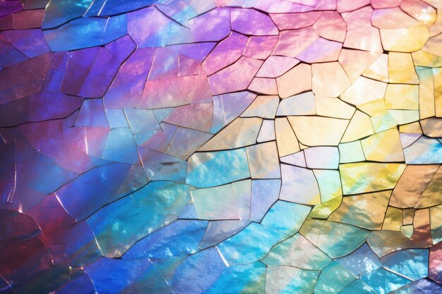 Textur im Hintergrund, prismenartiges Licht, das in verschiedenen Farben reflektiert wird und einen Regenbogeneffekt überlagert, der wie Sonnenlicht und Glitzer schimmert