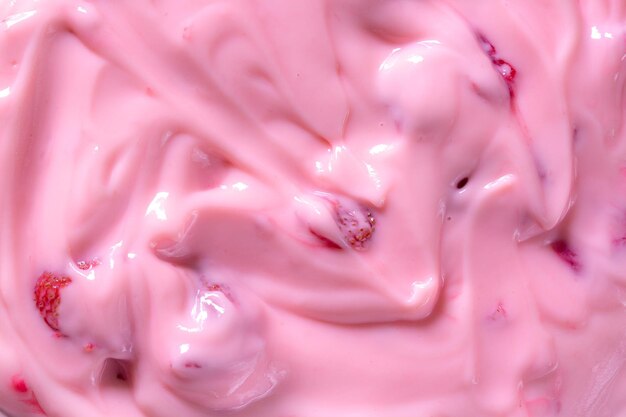 Textur, Joghurt, Makro, Nahaufnahme rosa cremige hausgemachte Heidelbeeren oder Erdbeerjoghurt-Textur bac