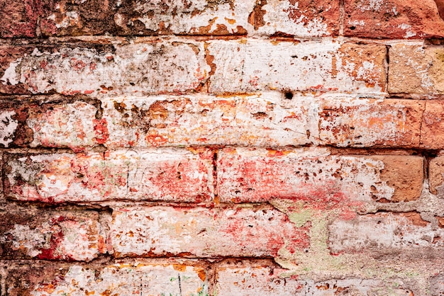 Textur Mauerwerk Backsteinmauer Hintergrund. Ziegelstruktur mit Kratzern und Rissen