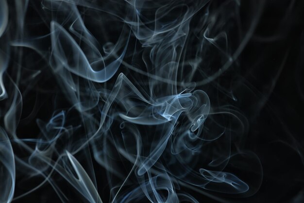 Textur Rauch schwarzer Hintergrund, Hochblatt Luftwellen Nebel