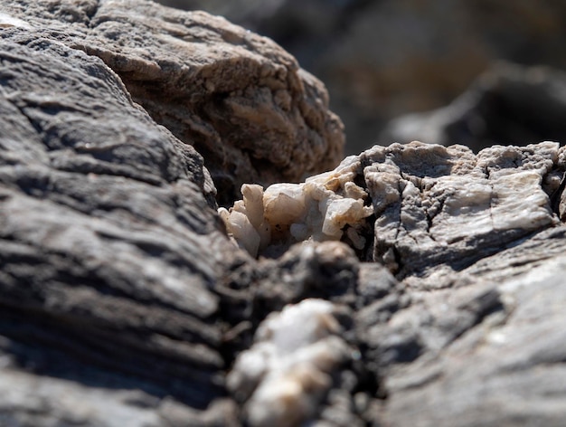 Textur von Steinen am Strand des Mittelmeers