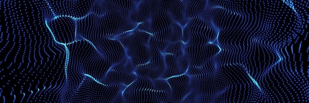 textura abstracta azul partículas azules forman una onda larga pancarta