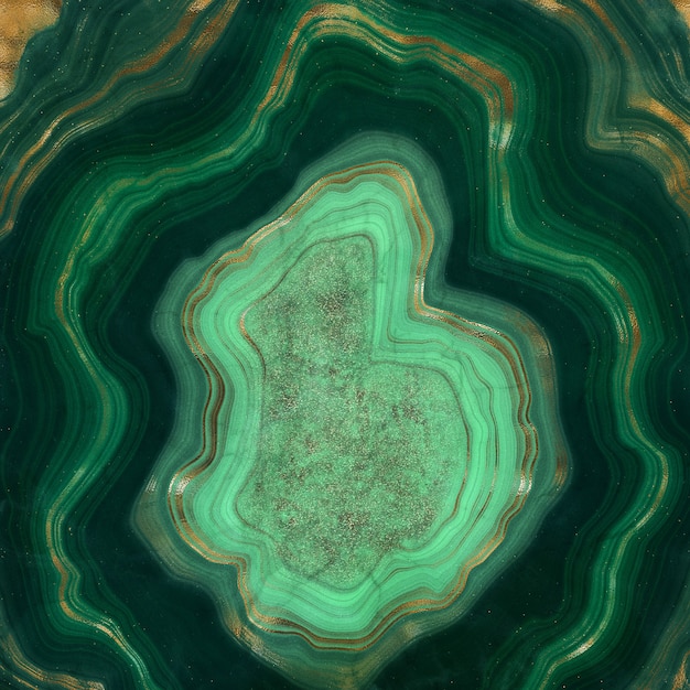Textura abstrata de ágata verde com detalhes dourados