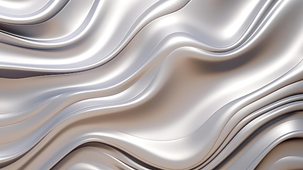 Textura abstrata de ondas prateadas fluindo com um brilho metálico As ondas criam o efeito de movimento dinâmico e refletem a luz realisticamente