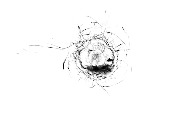 La textura del agujero de bala de vidrio roto