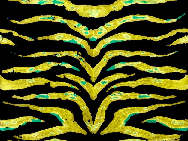 Textura animal geométrica. Diseño de camuflaje de acuarela. Azulejo abstracto de Safari. Estampado de piel de cebra. Fondo de camuflaje de animales. Patrón africano amarillo dorado. Patrón sin fisuras de rayas.