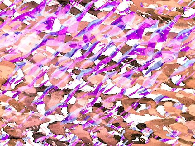 Textura de animales geométricos. Diseño de camuflaje en acuarela. Azulejo de safari abstracto. Patrón africano. Estrías de patrón sin costura. Impresión de piel de cebra púrpura de protón. Fondo de camufle de animales.