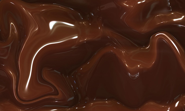 Foto textura aproximada de ondas de chocolate castanho derretido